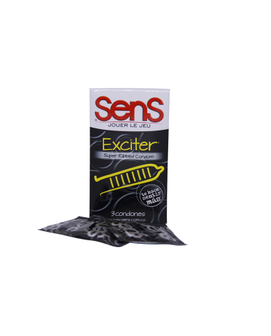 Condón Sens Exciter con Estrías x 3 Unidades