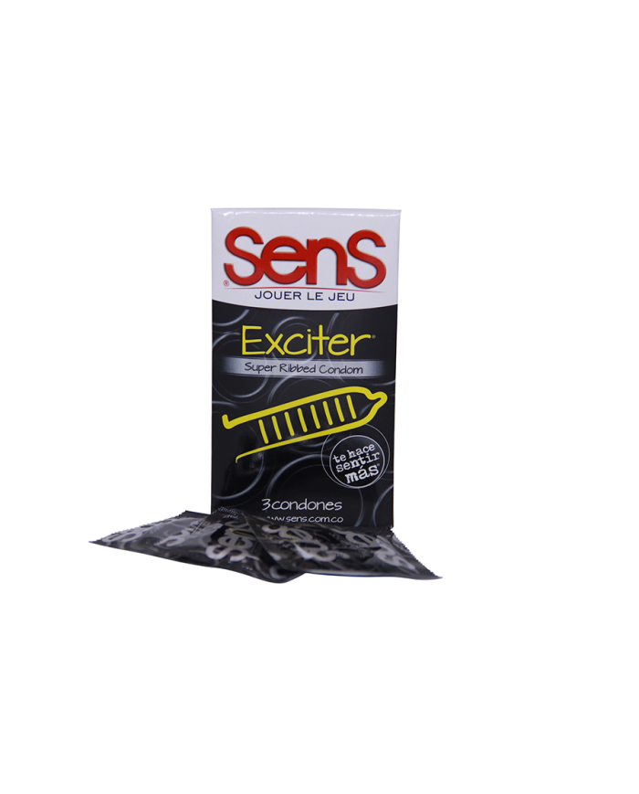 Condón Sens Exciter con Estrías x 3 Unidades