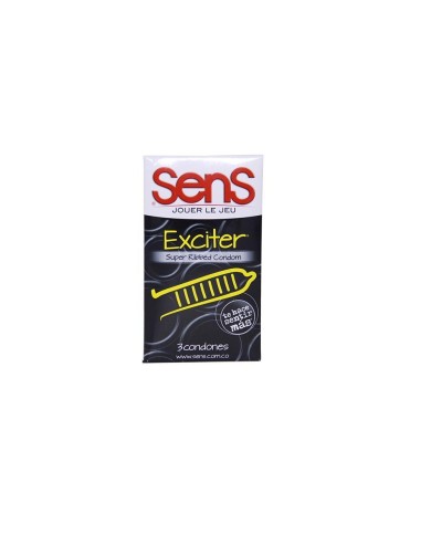 Condón Sens Exciter con Estrías x 3 Unidades