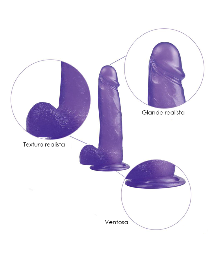 Dildo Jelly Studs Crystal  8'' Large Purple