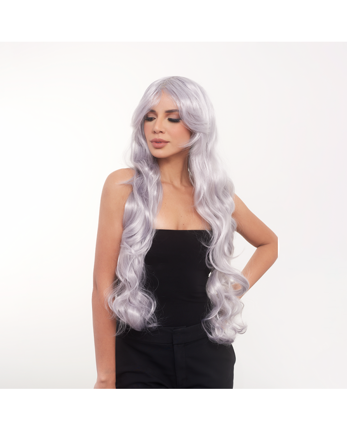 Peluca Nicol Rizada Plata 80 Cms