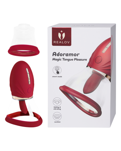Estimulador y Succionador Clitorial Realov Adoramor Red