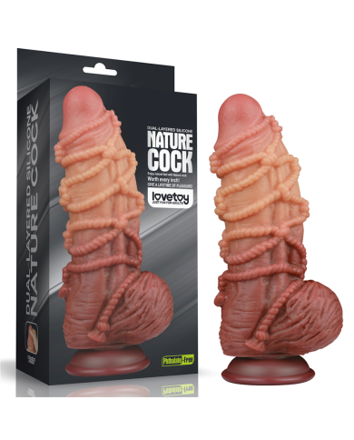 9.5'' Dual layered Platinum Silicone Cock with Rope