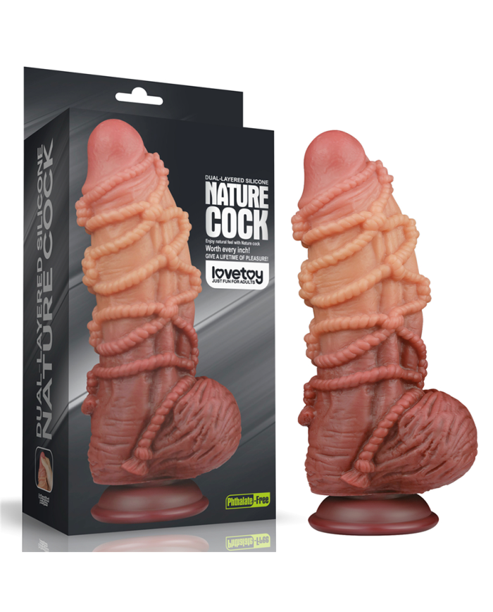 9.5'' Dual layered Platinum Silicone Cock with Rope