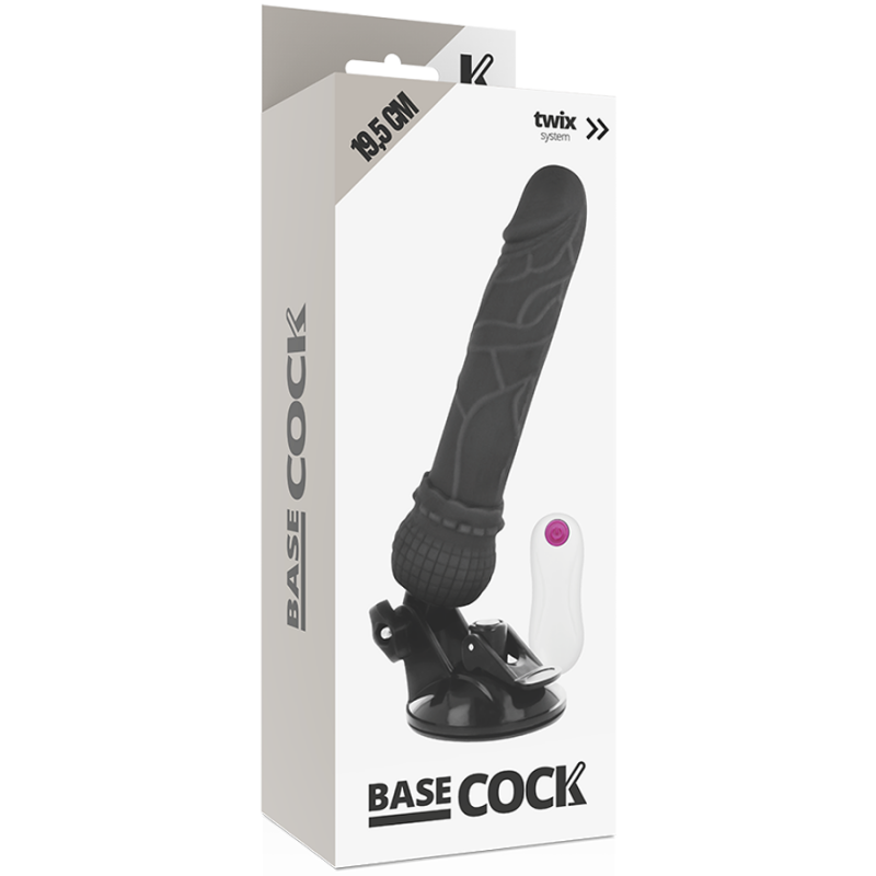 BASECOCK - VIBRADOR REALISTICO CONTROL REMOTO NEGRO 19.5 CM -O- 4 CM