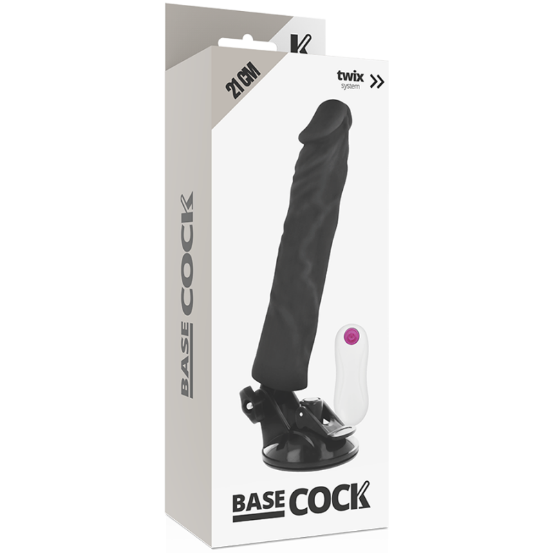 BASECOCK - VIBRADOR REALISTICO CONTROL REMOTO NEGRO 21 CM -O- 4 CM