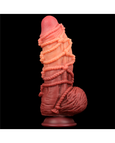 9.5'' Dual layered Platinum Silicone Cock with Rope