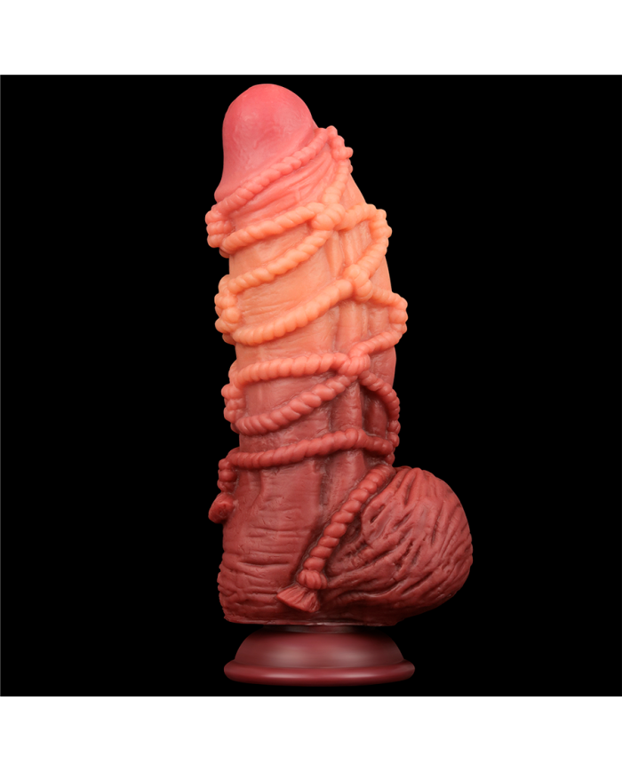 9.5'' Dual layered Platinum Silicone Cock with Rope