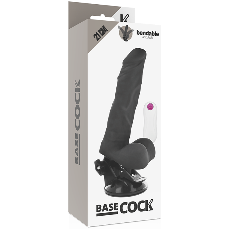 BASECOCK - VIBRADOR ARTICULABLE CONTROL REMOTO NEGRO 21 CM -O- 5 CM