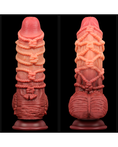 9.5'' Dual layered Platinum Silicone Cock with Rope