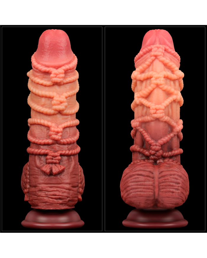 9.5'' Dual layered Platinum Silicone Cock with Rope