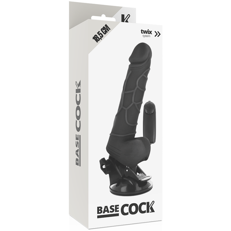 BASECOCK - VIBRADOR REALISTICO CONTROL REMOTO NEGRO 18.5 CM -O- 4CM