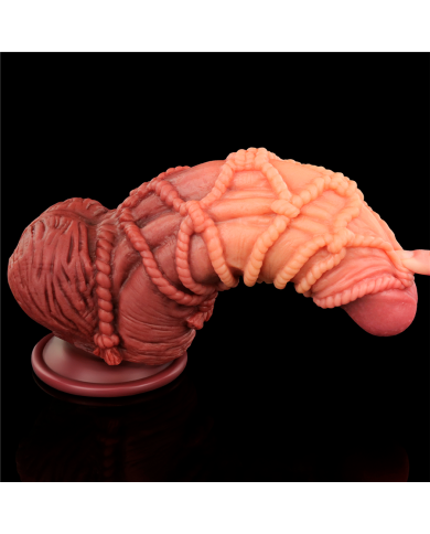 9.5'' Dual layered Platinum Silicone Cock with Rope