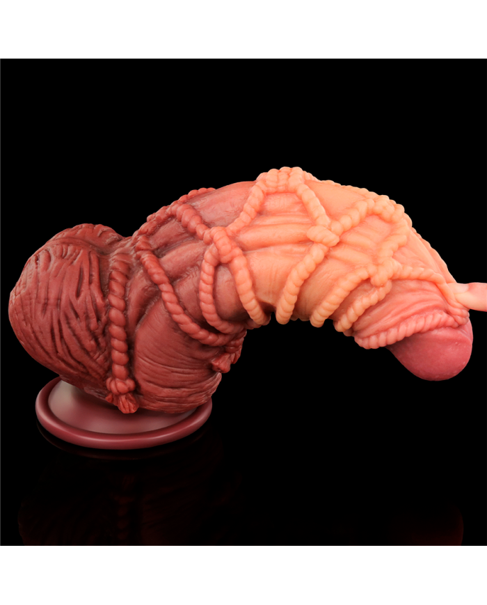 9.5'' Dual layered Platinum Silicone Cock with Rope