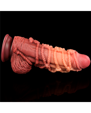 9.5'' Dual layered Platinum Silicone Cock with Rope