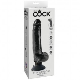 KING COCK - DILDO VIBRADOR CON TESTICULOS 23 CM NEGRO