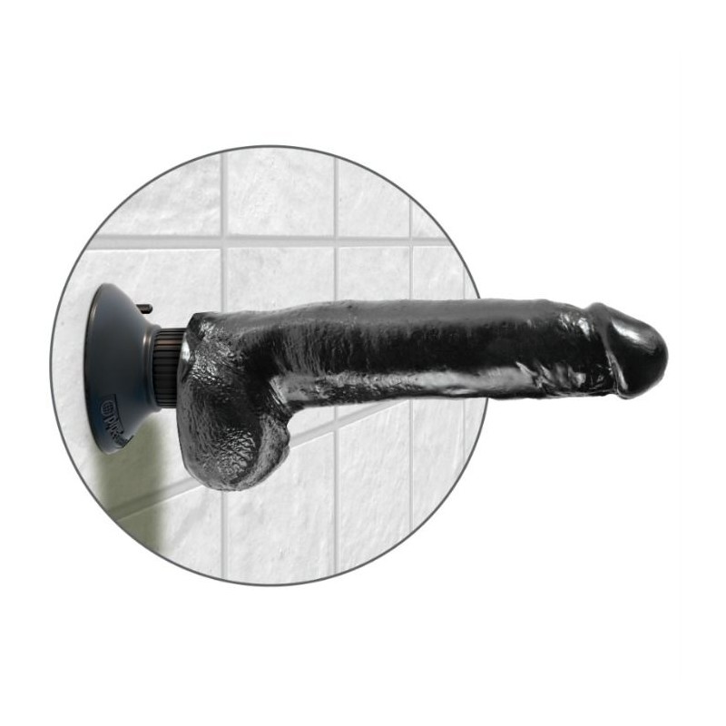 KING COCK - DILDO VIBRADOR CON TESTICULOS 23 CM NEGRO