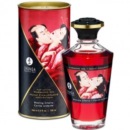 SHUNGA - ACEITE MASAJE EFECTO CALOR SABOR INTENSO CEREZA 100 ML