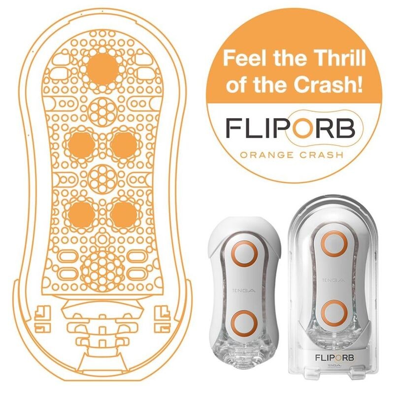 TENGA - FLIP ORB STRONG MASTURBADOR CRASH BLANCO Y NARANJA