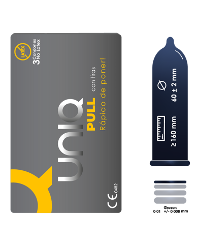 Condón Uniq Pull Rápido de Poner x 3 Unidades Condón Uniq Pull Rápido de Poner x 3 Unidades