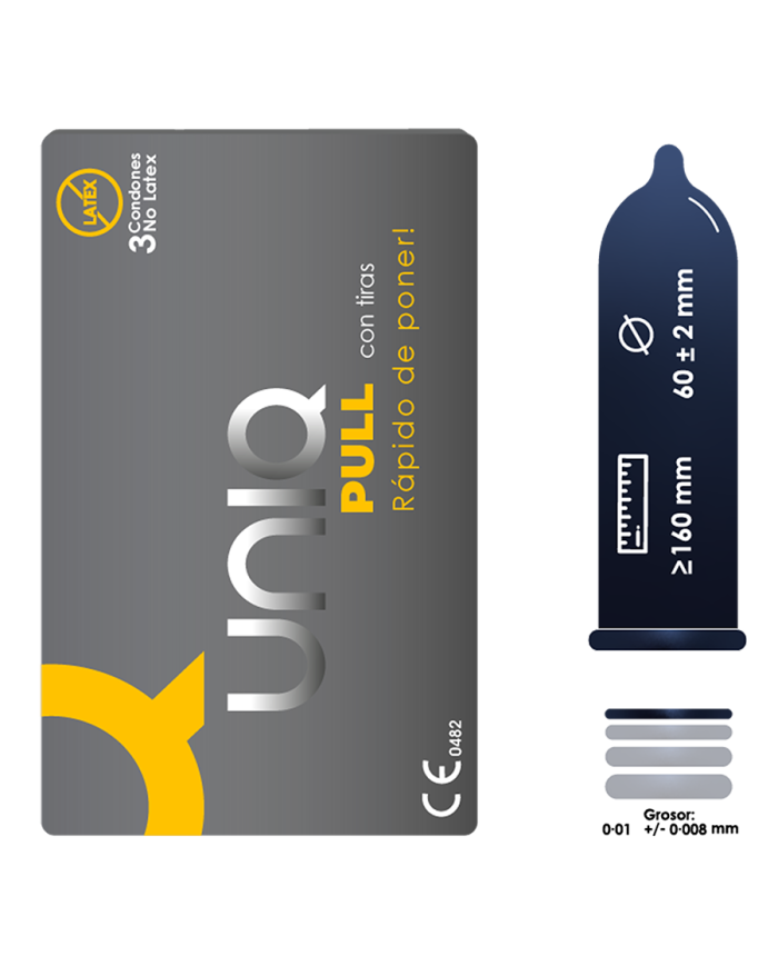 Condón Uniq Pull Rápido de Poner x 3 Unidades Condón Uniq Pull Rápido de Poner x 3 Unidades