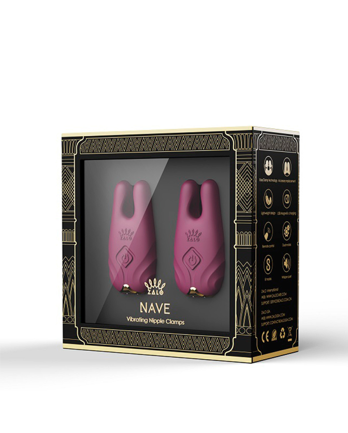 Pinzas Para Pezones y Clitoris de Lujo Nave Velvet Purple Controlado por APP Global by ZALO