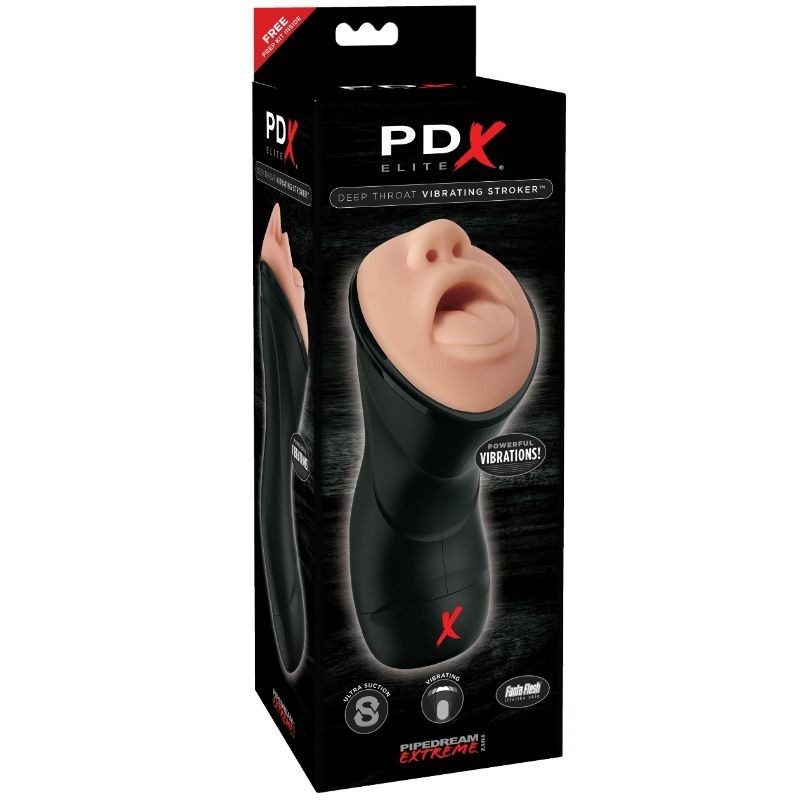 PDX ELITE - STROKER REALISTICO GARGANTA PROFUNDA CON VIBRACION