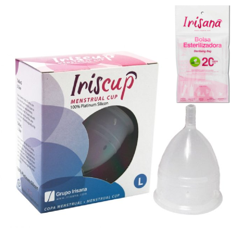 IRISCUP - COPA MESTRUAL ROSA GRANDE + BOLSA ESTERILIZADORA GRATIS