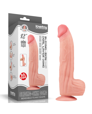 12'' King Sized Sliding Skin Dual Layer Dong