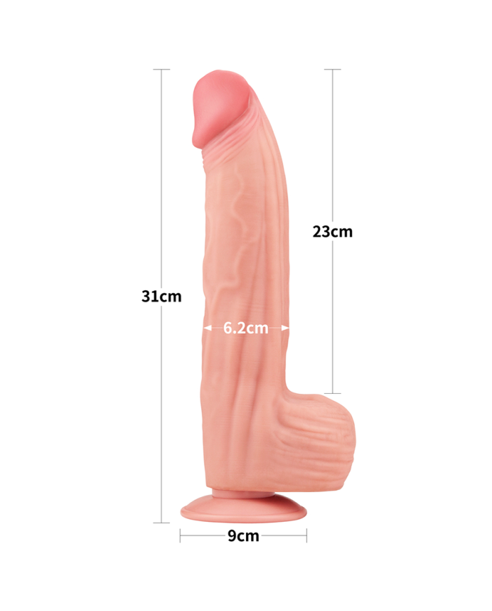 12'' King Sized Sliding Skin Dual Layer Dong