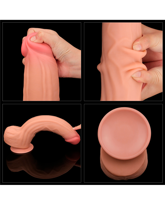 12'' King Sized Sliding Skin Dual Layer Dong