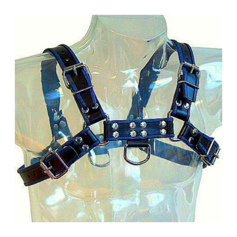 LEATHER BODY - ARNES CUERO AZUL Y NEGRO CHEST BULLDOG