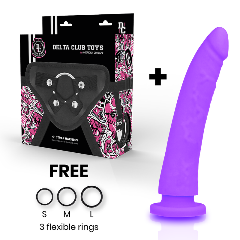 DELTA CLUB - TOYS ARNES + DILDO LILA SILICONA MEDICA 20 CM -O- 4 CM