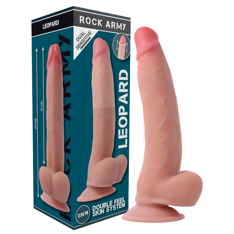 ROCKARMY - ARNÉS + DUAL DENSITY LEOPARD DILDO REALISTA 23 CM -O- 4.77 CM