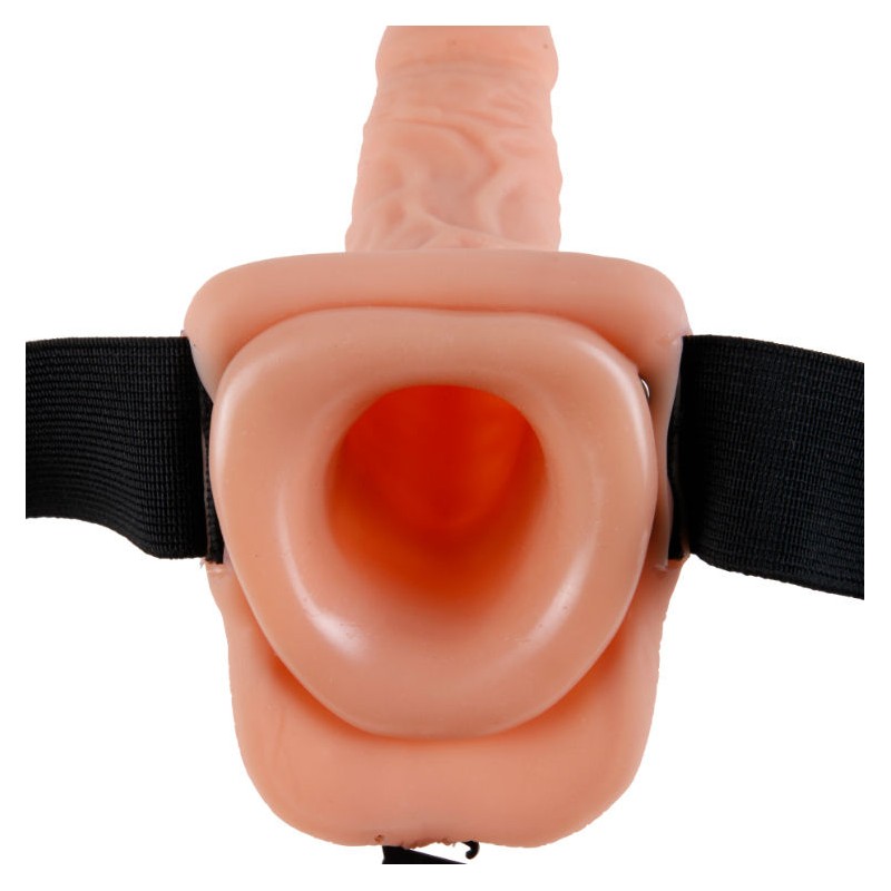 FETISH FANTASY SERIES - 9 HOLLOW STRAP-ON WITH BALLS 22.9CM NATURAL