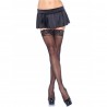 LEG AVENUE - OUTLET - MEDIAS DE NYLON NEGRAS CON ENCAJE SUPERIOR PLUS