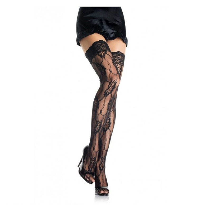 LEG AVENUE - MEDIAS DE ENCAJE ROMANTICO FLORAL