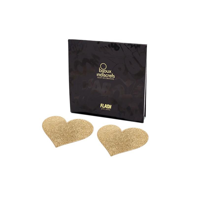 BIJOUX - INDISCRETS PEZONERAS FLASH CORAZÓN DORADO
