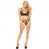 LEG AVENUE - SET 2 PIEZAS CON TANGA DOBLE TIRANTA S/M NEGRO