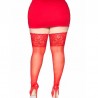 LEG AVENUE - MEDIAS ROJAS AUTOADHESIVAS CON ENCAJE ANCHO PLUS SIZE