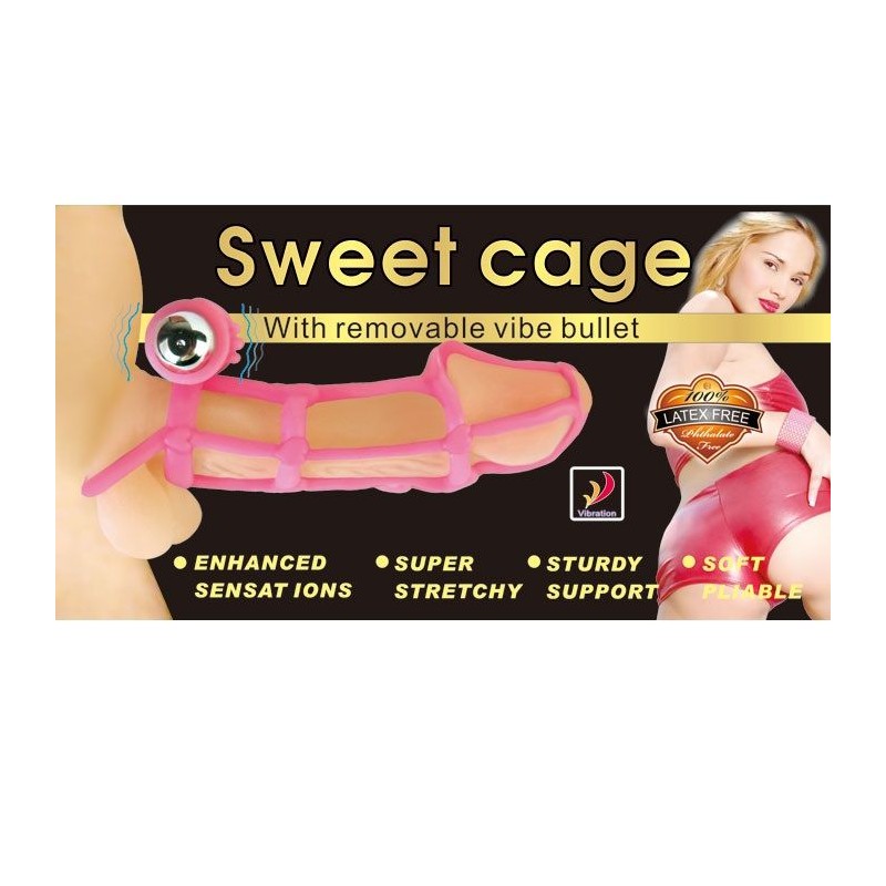 BAILE - SWEET 10 RITMOS FUNDA Y ANILLO SILICONA PARA EL PENE ROSA