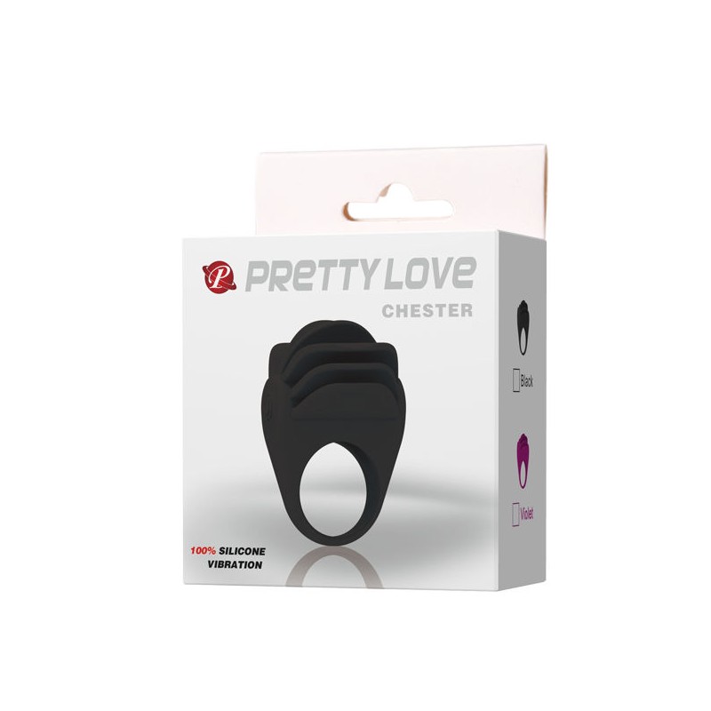 PRETTY LOVE - CHESTER ANILLO VIBRADOR NEGRO