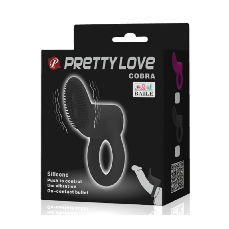 PRETTY LOVE - COBRA ANILLO VIBRADOR COBRA NEGRO