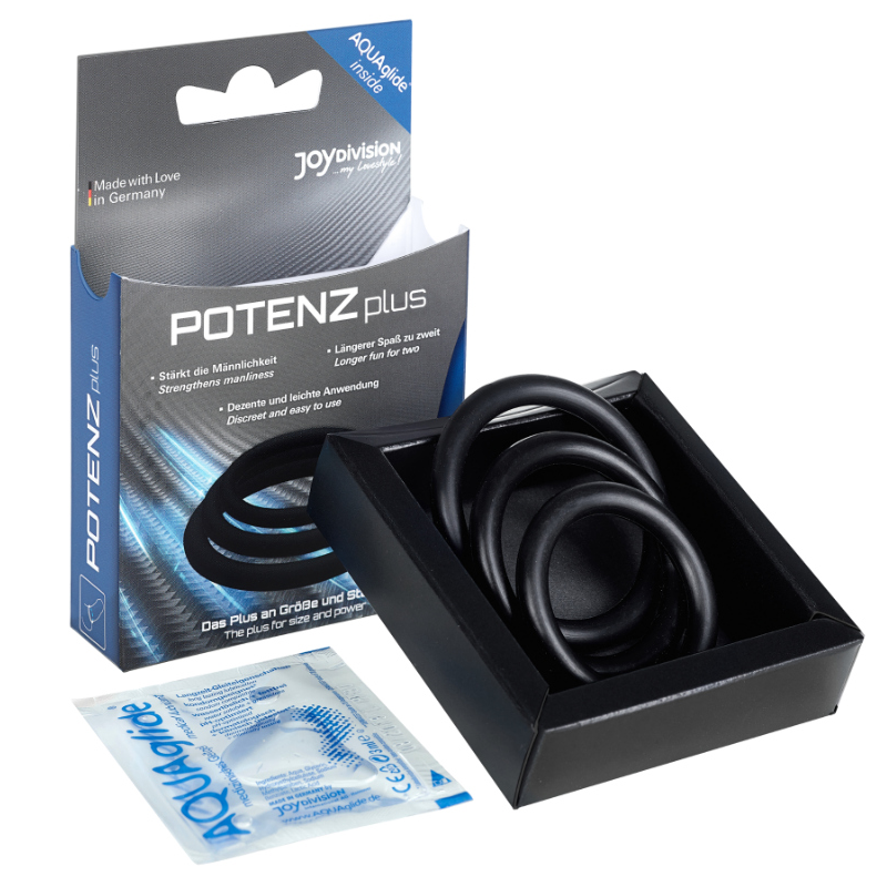 JOYDIVISION POTENZDUO - PLUS PACK 3 ANILLOS PARA PENE NEGRO - S, M, L