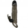 BAILE - BRAVE MAN FUNDA PENE ANAL Y CLITORIS VIBRADOR 16.5 CM NATURAL