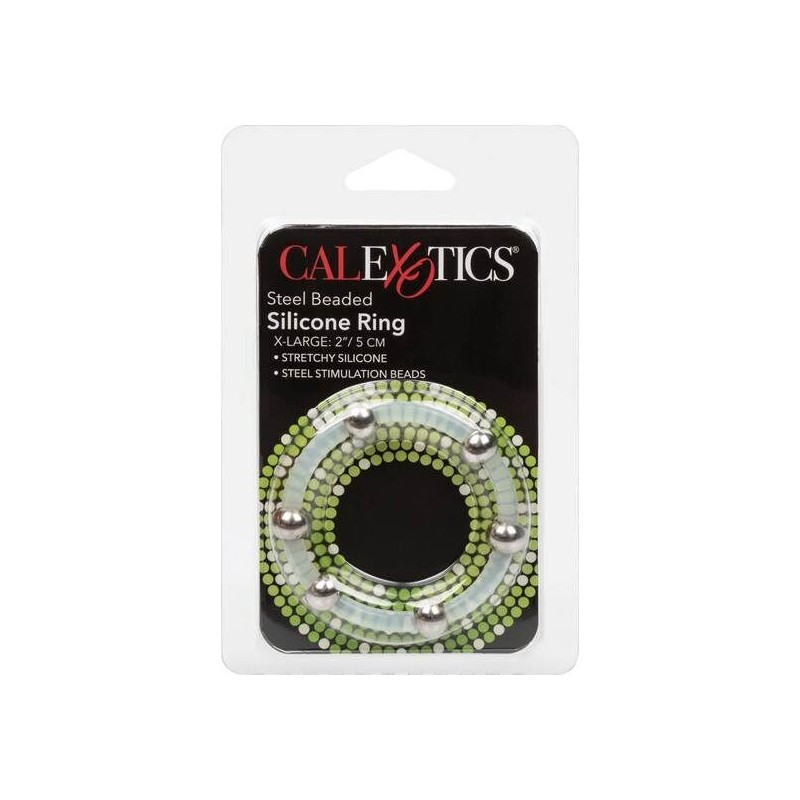 CALEXOTICS - ANILLO DE SILICONA CON CUENTAS DE ACERO TALLA XL