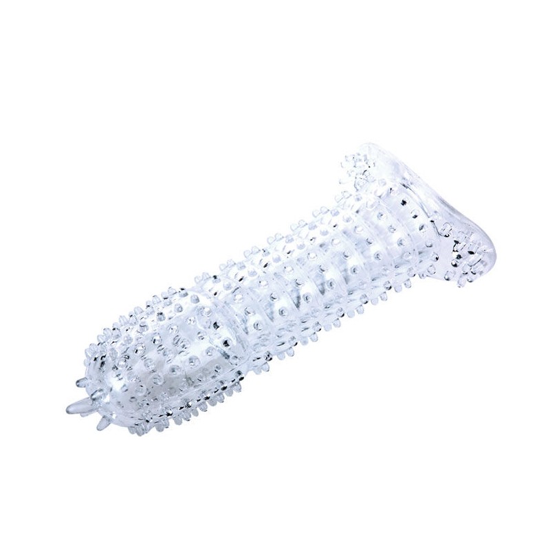 BAILE - FUNDA PARA PENE CON PUNTOS ESTIMULANTES TRANSPARENTE 14 CM