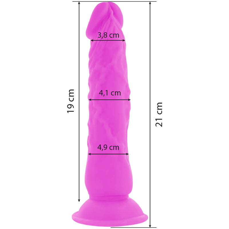 DIVERSIA - DILDO FLEXIBLE CON VIBRACION LILA 21 CM -O- 4.9 CM