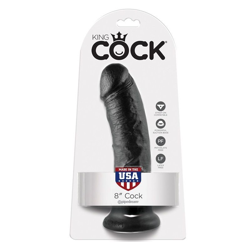 KING COCK - 8 PENE NEGRO 20.3 CM