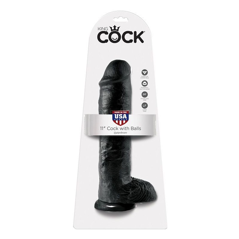 KING COCK - 11 PENE REALISTICO NEGRO 28 CM